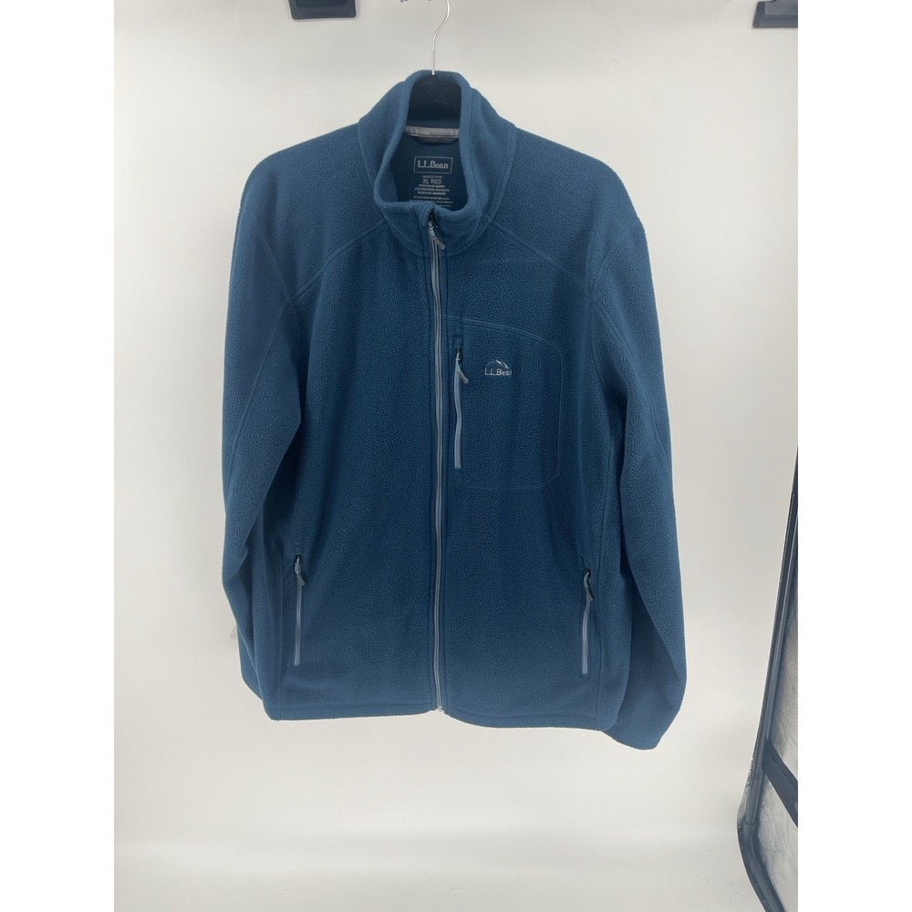 LL Bean XL Regular Slightly Fitted Blue Fleece Full Zip Jacket with Pockets
